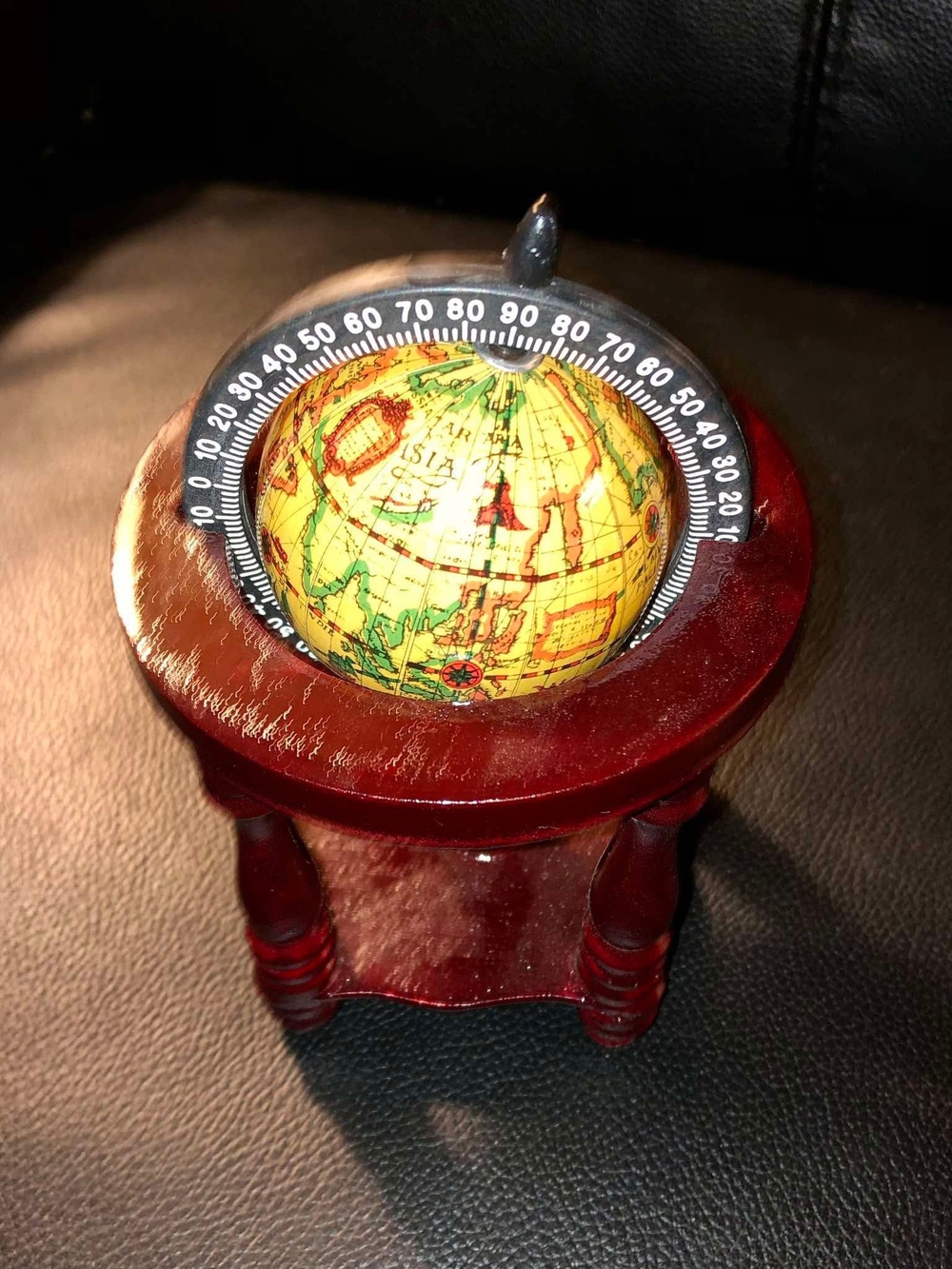 Mini Decorative Globe Accent in Red Wood Finish